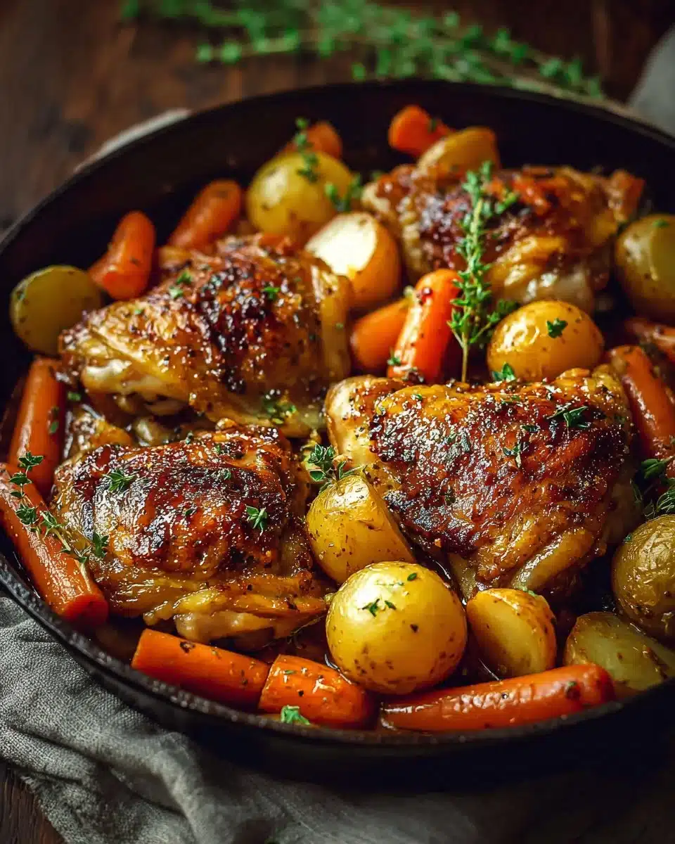 One-Pan Roasted Chicken Thighs with Carrots and Potatoes