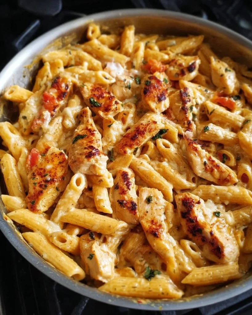 One Pot Marry Me Chicken Pasta served in a bowl with garnishes.