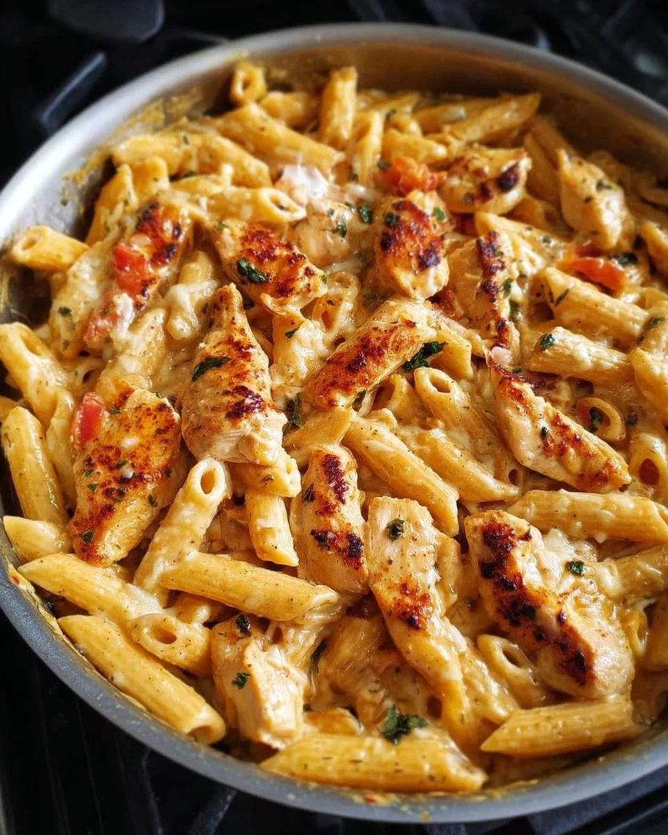 One Pot Marry Me Chicken Pasta served in a bowl with garnishes.