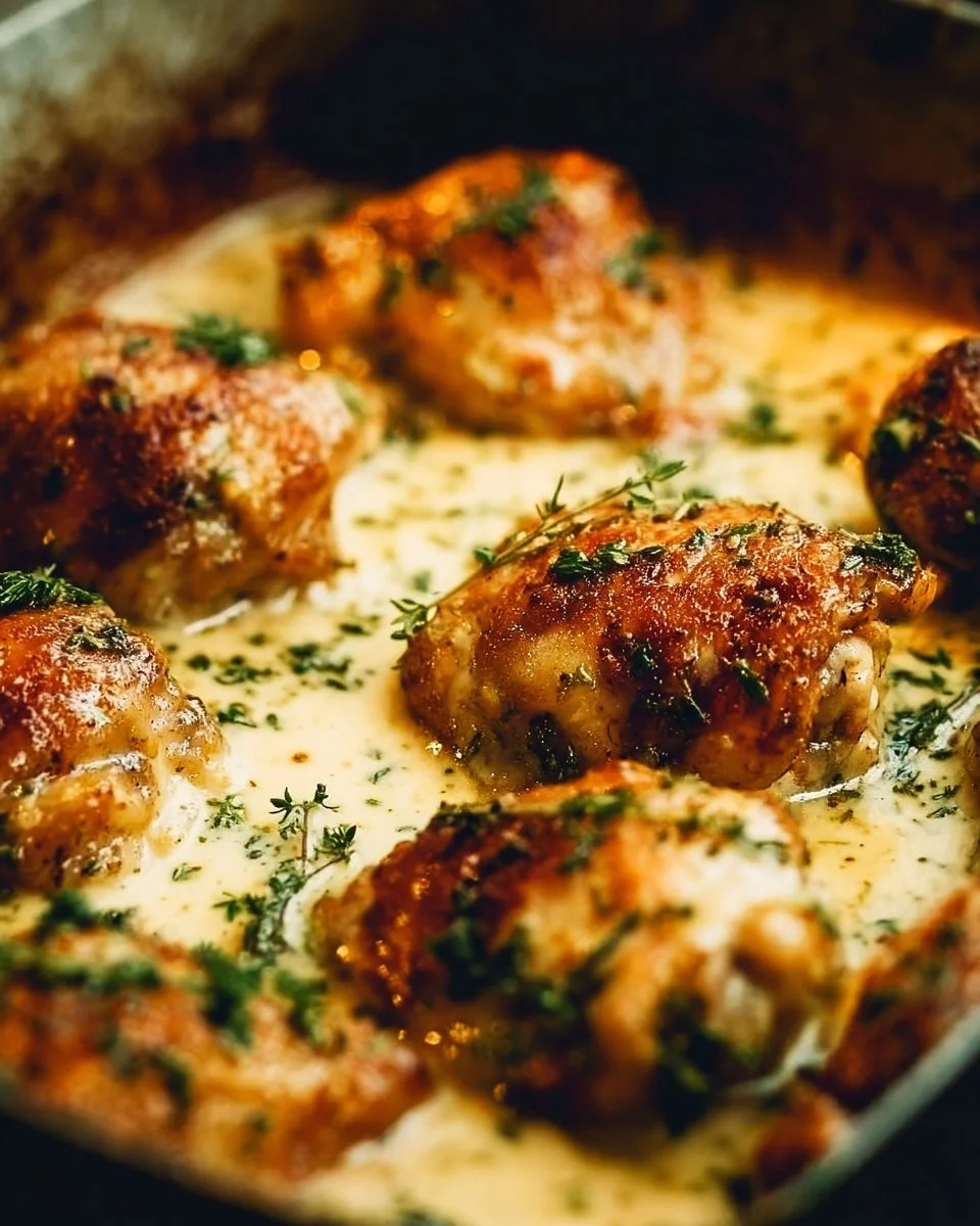 Creamy Oven Baked Chicken Thighs