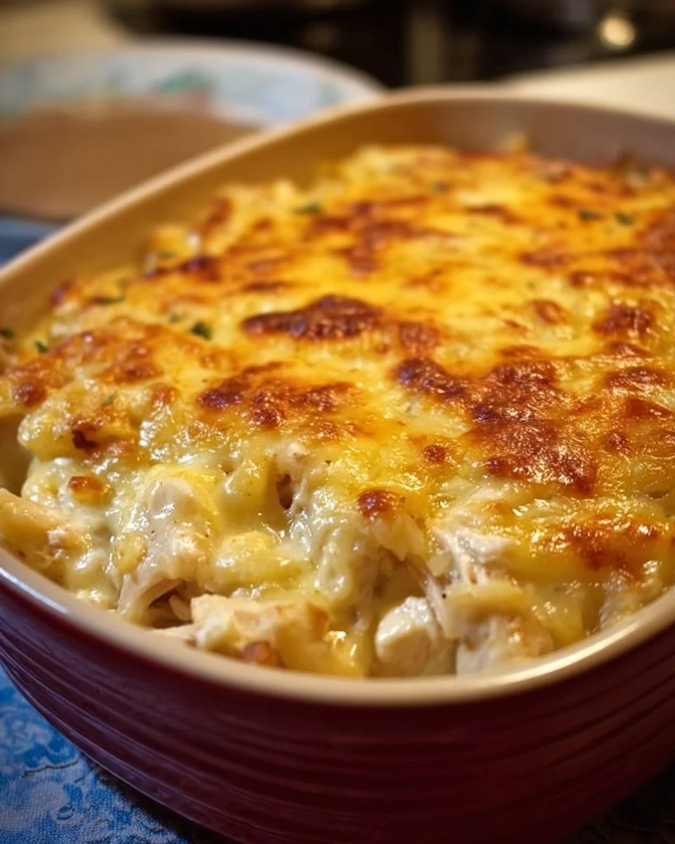 Delicious Paula Deen’s Amazing Chicken Casserole fresh out of the oven