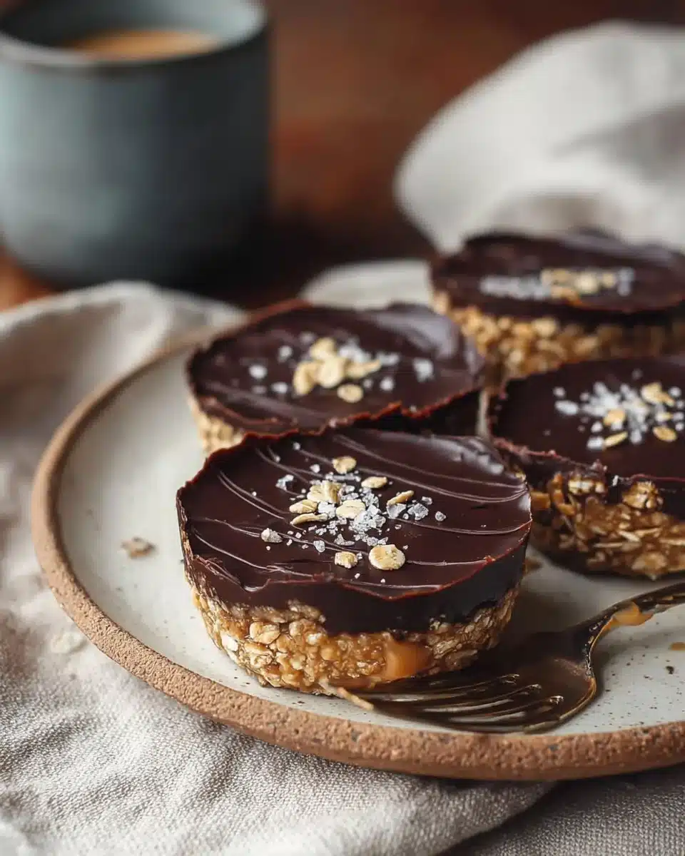 A delicious tray of homemade Peanut Butter Oat Cups ready to be served.