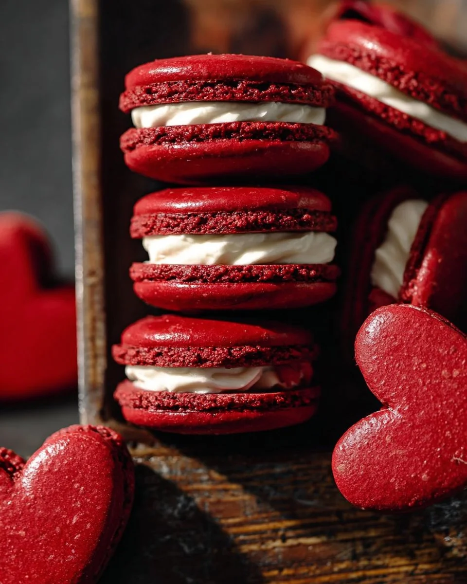 Red Velvet Macarons with Mascarpone Frosting