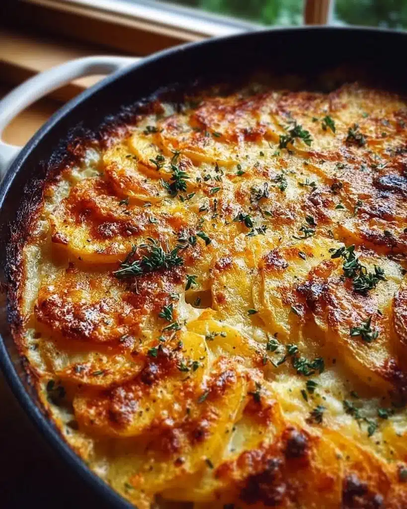 Deliciously creamy rich potato gratin baked to perfection
