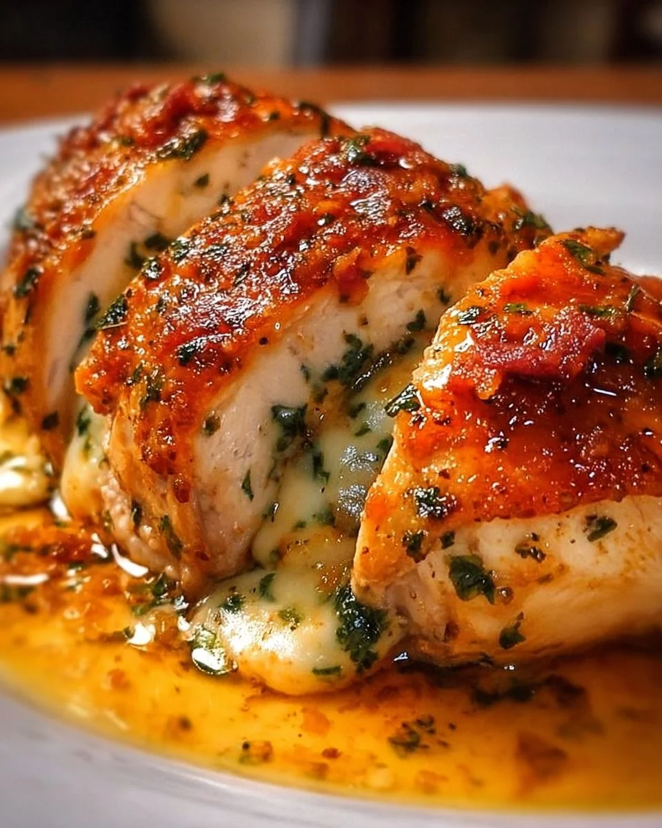 Delicious stuffed chicken recipe inspired by Ruth's Chris Restaurant.