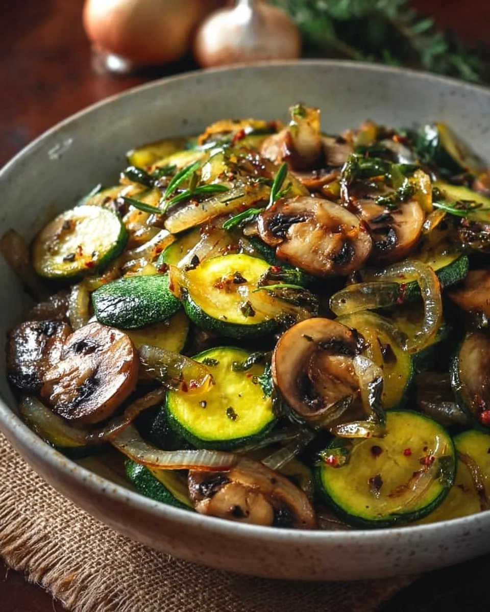 Sautéed Zucchini, Mushrooms, and Onions