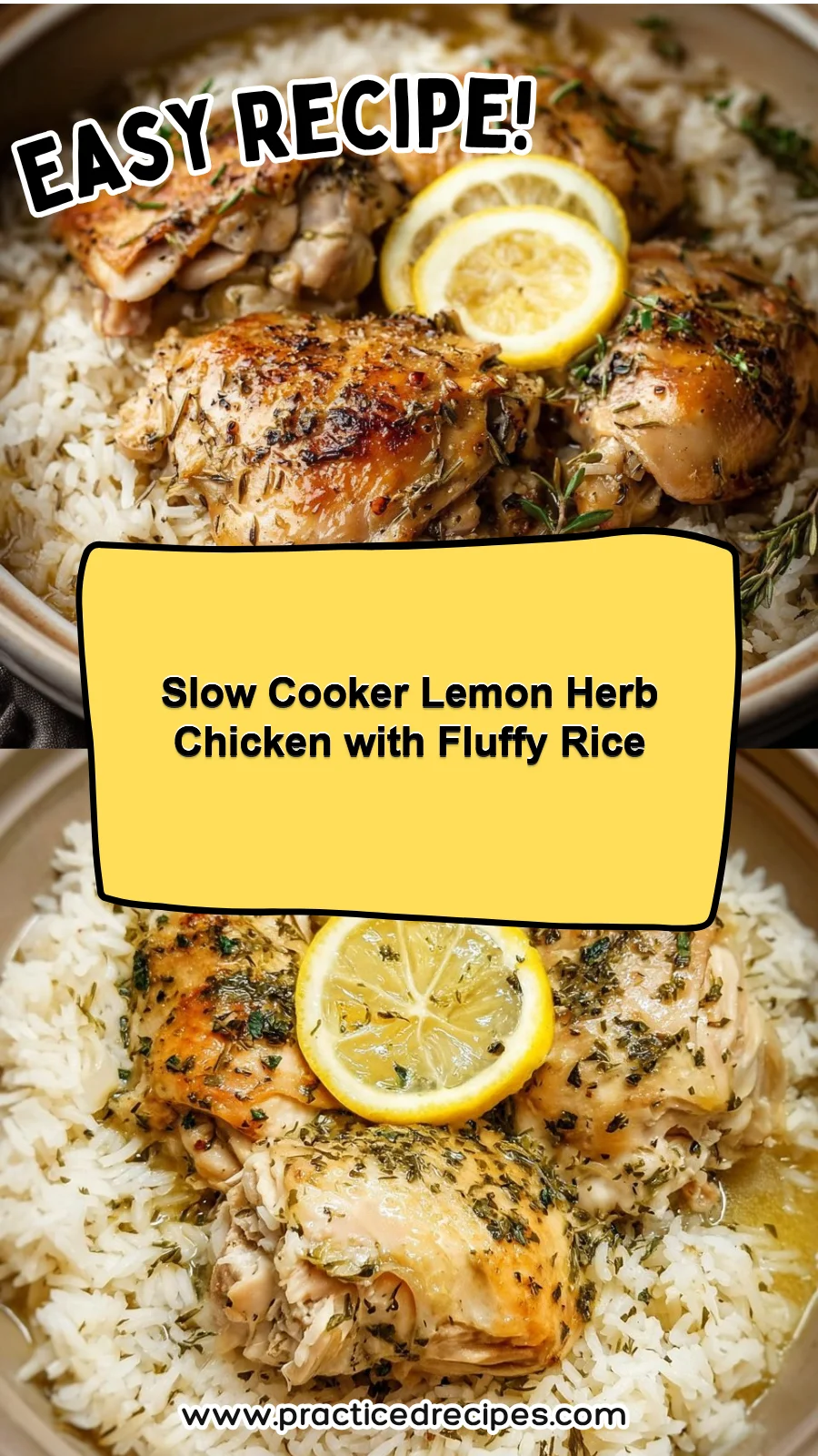 Slow Cooker Lemon Herb Chicken with Fluffy Rice