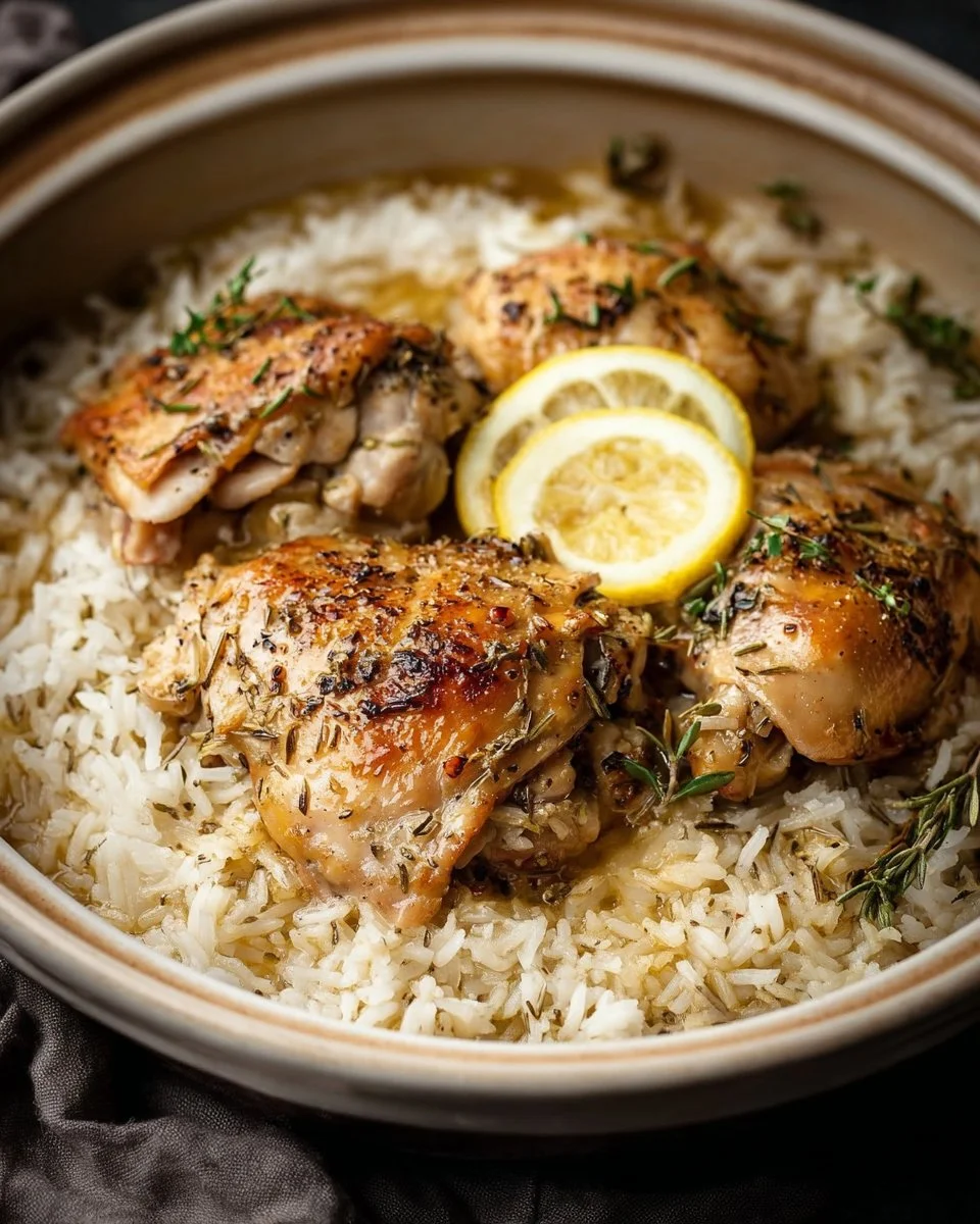 Slow Cooker Lemon Herb Chicken with Fluffy Rice