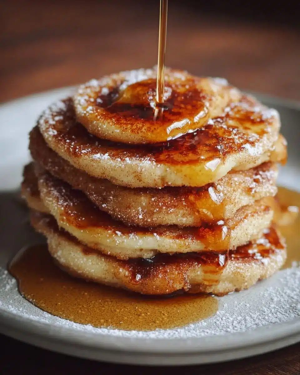 Spanish churro-inspired pancakes topped with sugar and cinnamon