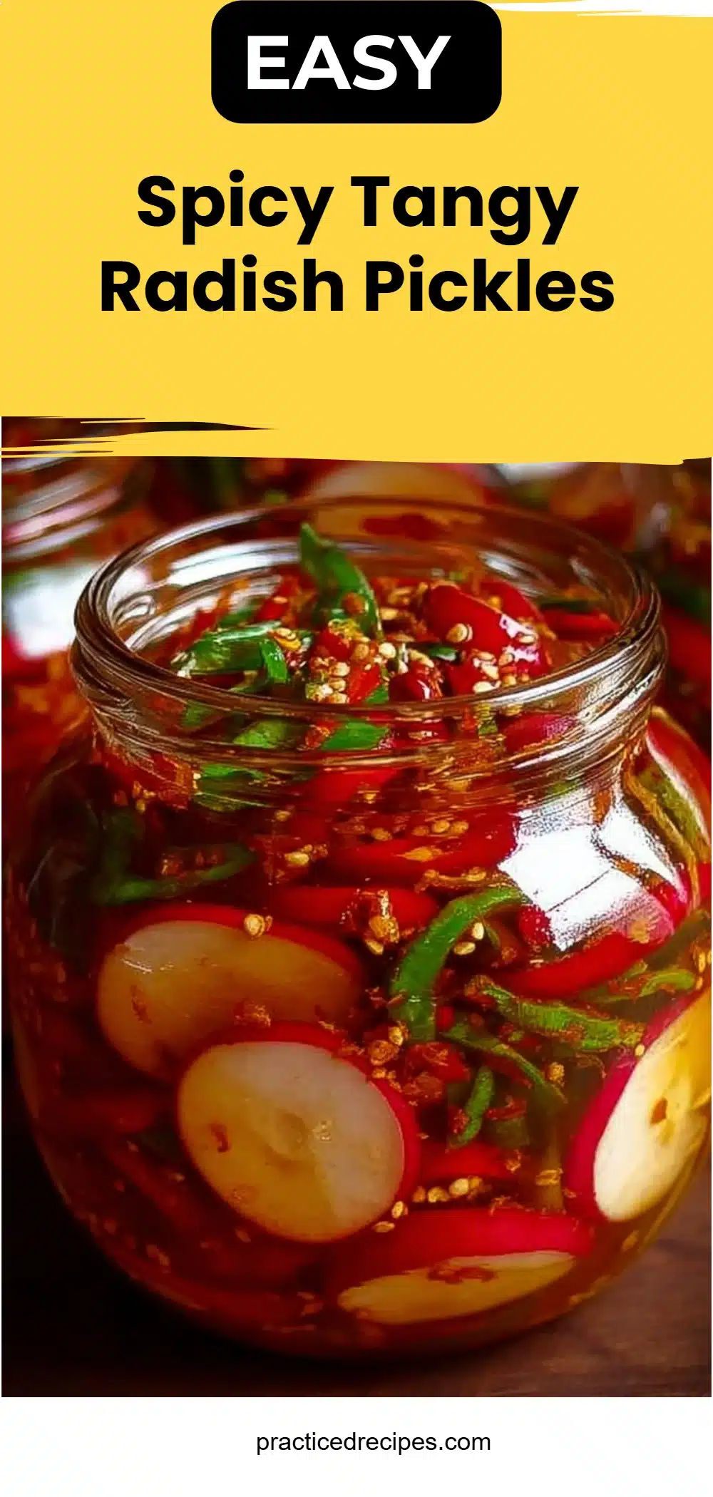 Spicy Tangy Radish Pickles