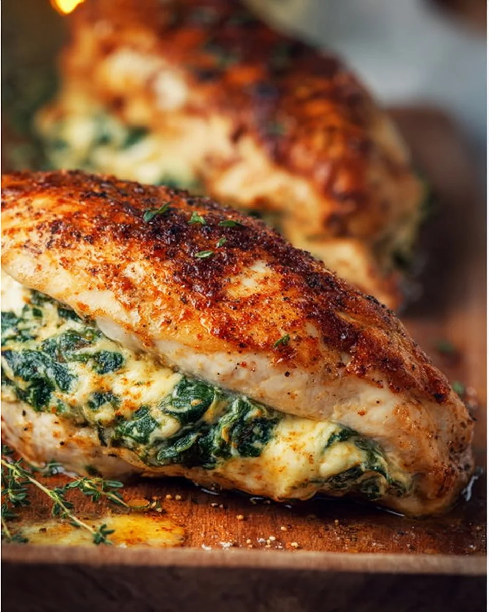 Spinach Stuffed Chicken Breasts - a healthy low carb dinner option!