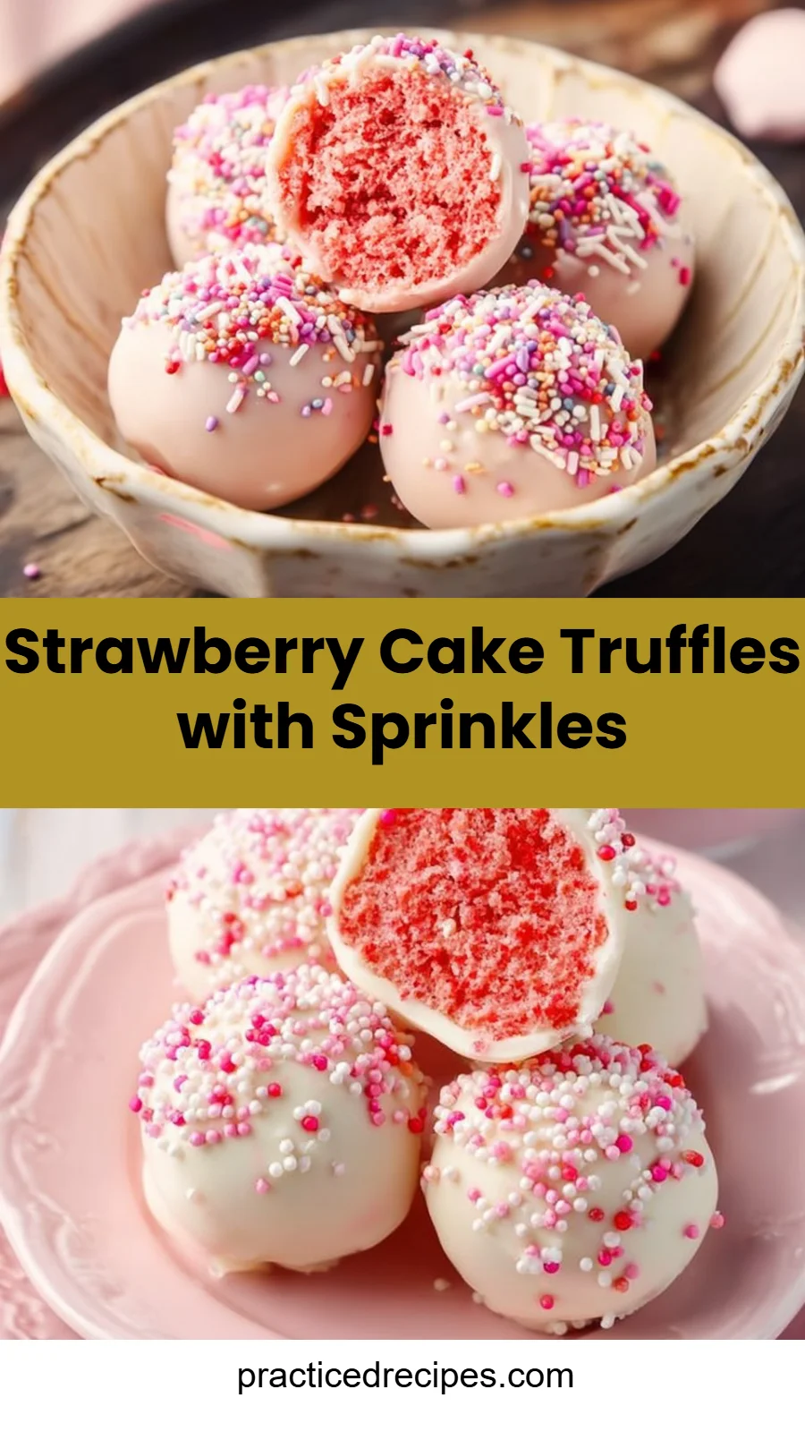 Strawberry Cake Truffles with Sprinkles