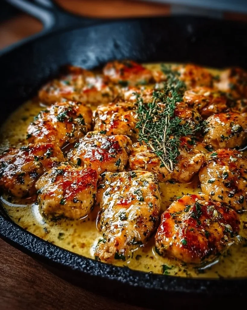 Delicious Texas Roadhouse-Style Garlic Butter Chicken Skillet served in a cast iron pan.