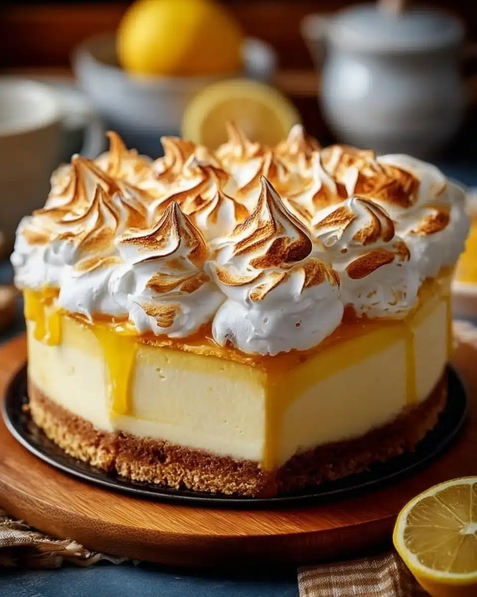Triple Lemon Meringue Cheesecake