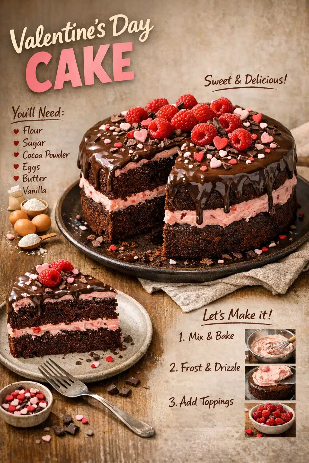 Delicious Valentine's Day Cake decorated with hearts for a romantic celebration