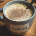 A creamy Vanilla Chai Tea Latte with spices and frothy milk served in a cup.