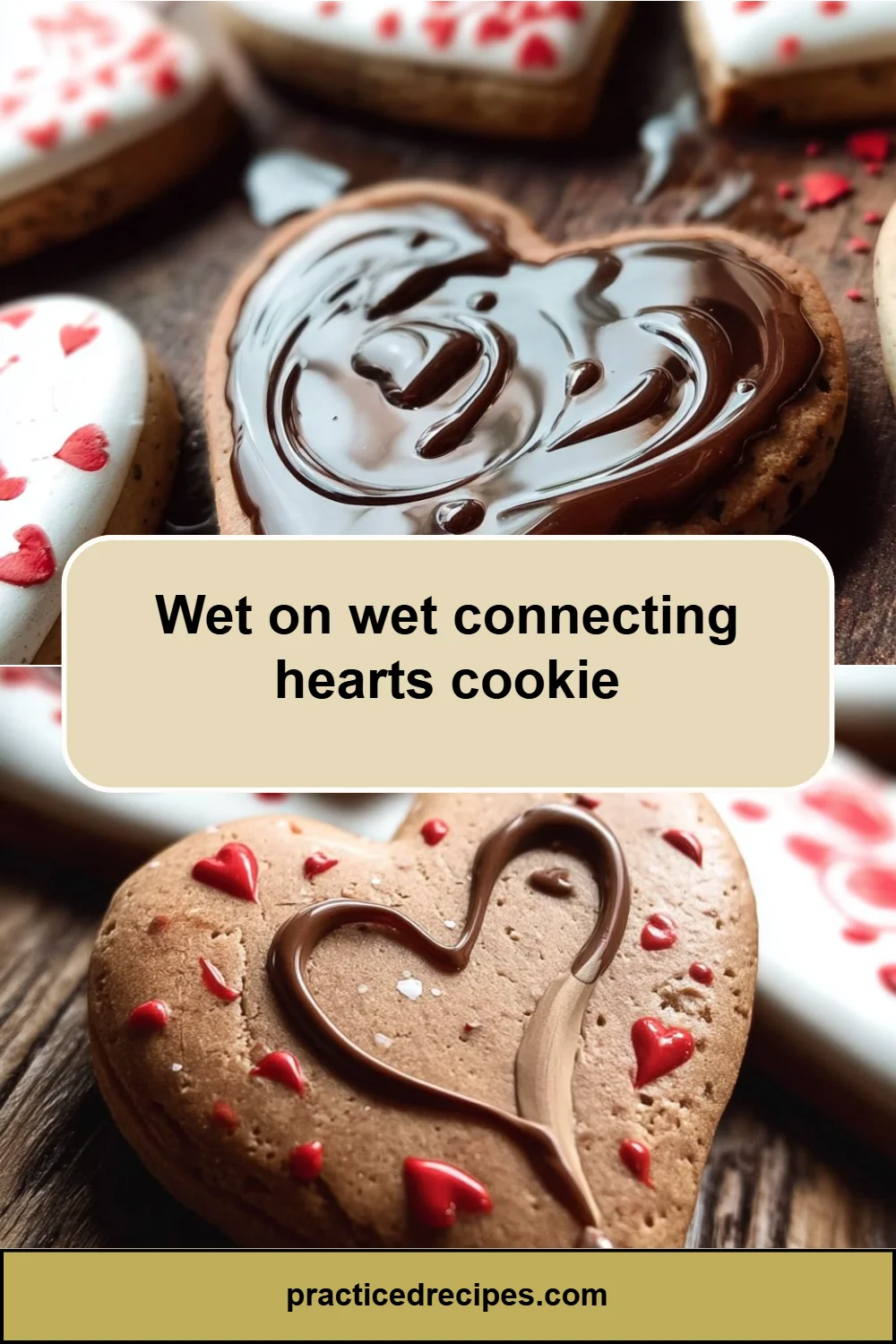 Wet on wet connecting hearts cookie