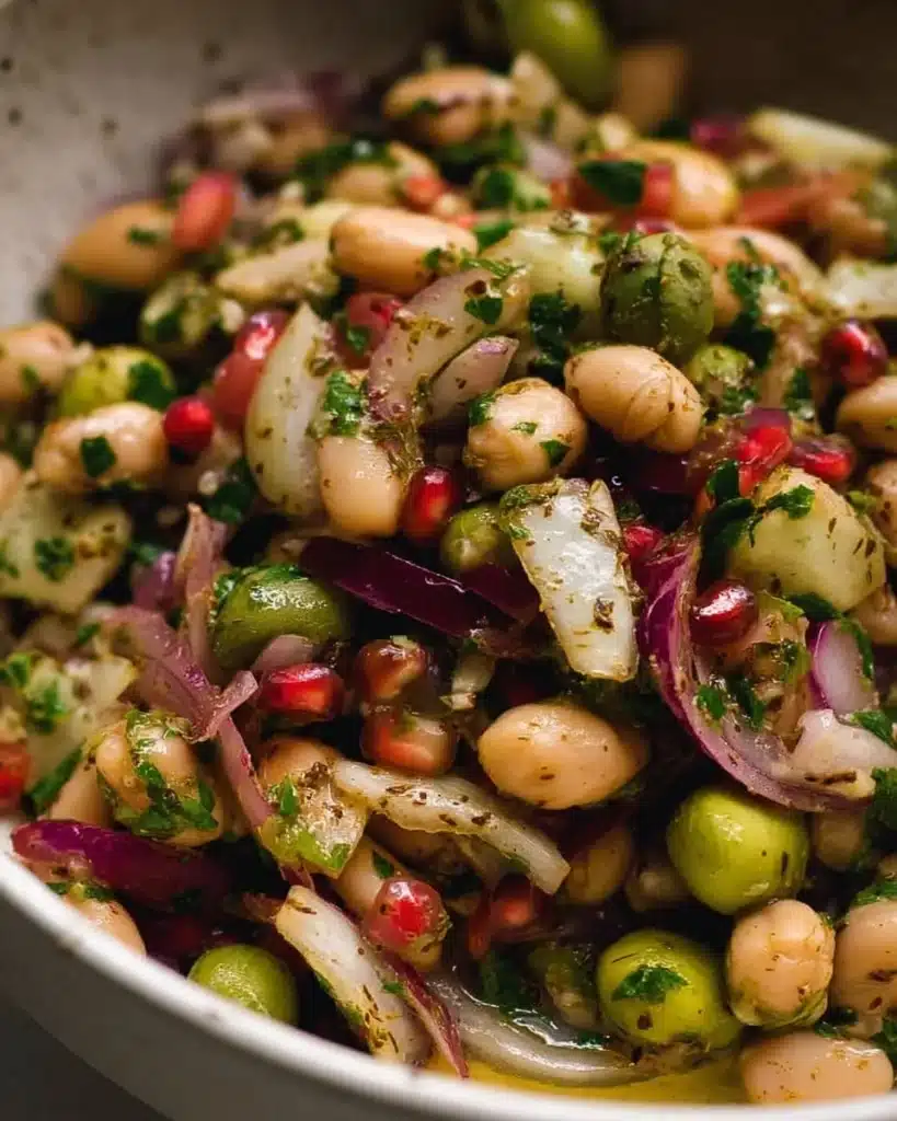 Colorful Za'atar Bean Salad with fresh vegetables and herbs