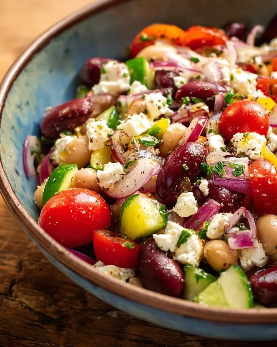 Zesty Bean Salad with Feta - Homefoodkitchen