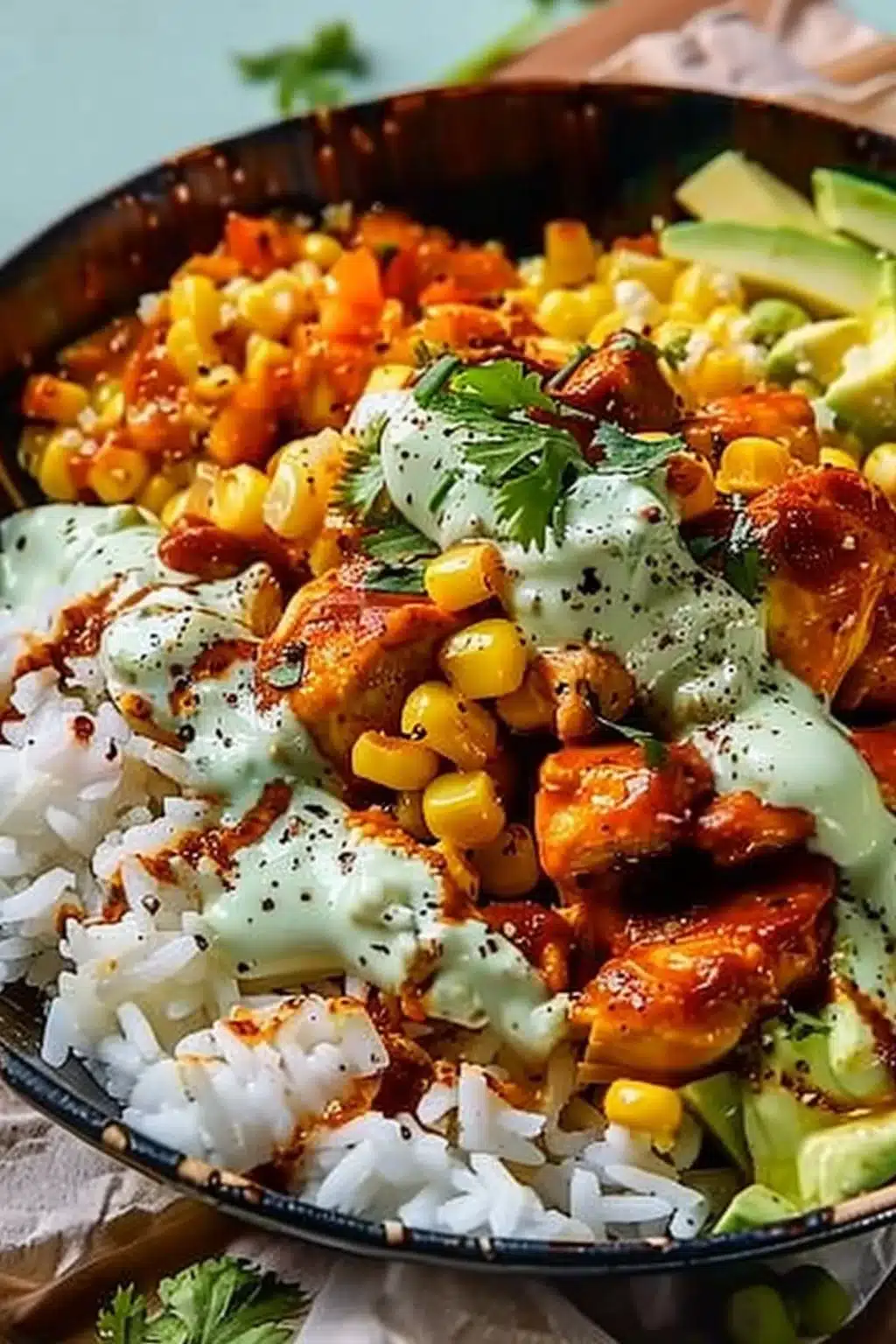 30-Minute Street Corn Chicken Rice Bowl