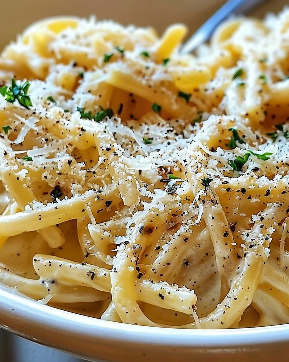 Delicious 5 ingredient garlic parmesan pasta served in a bowl