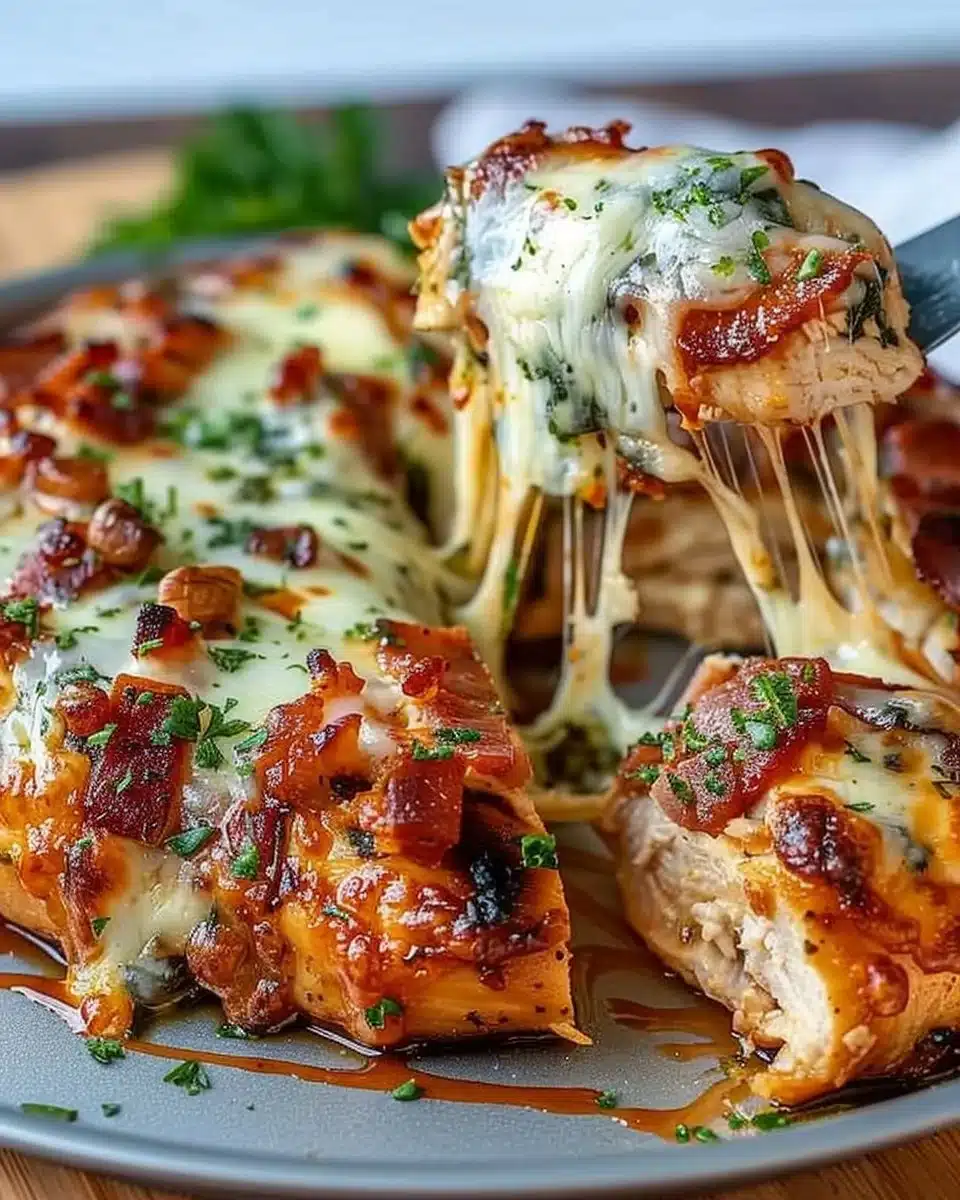 Delicious 5-ingredient keto pizza chicken dish ready to serve
