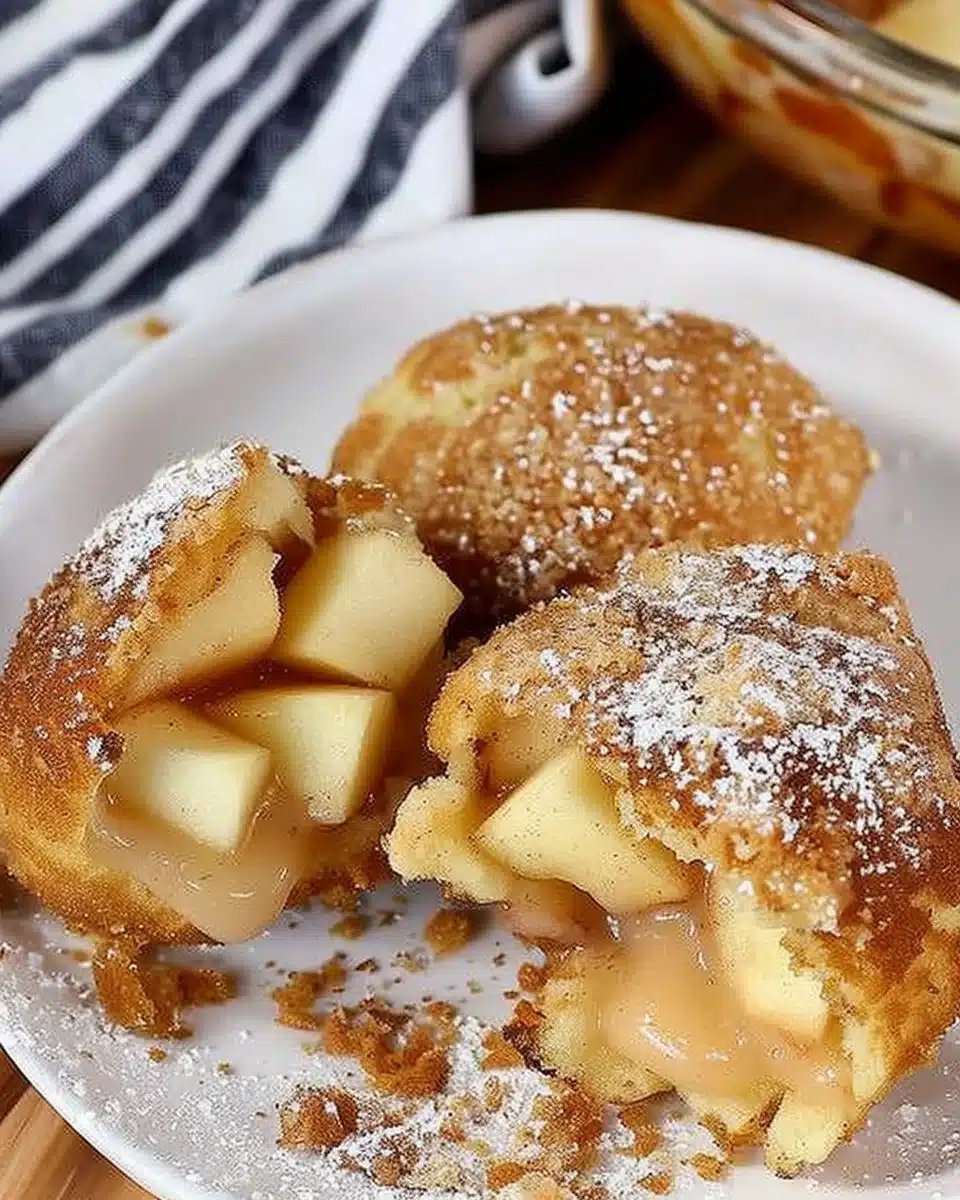 Air fryer churro apple pie bombs served on a plate