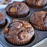 Three-ingredient Banana Chocolate Muffins fresh out of the oven.