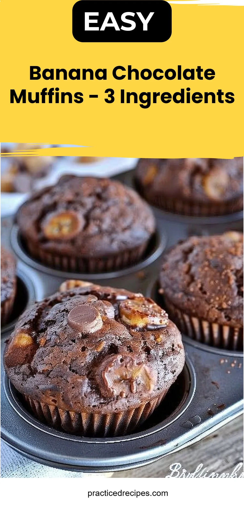 Banana Chocolate Muffins - 3 Ingredients