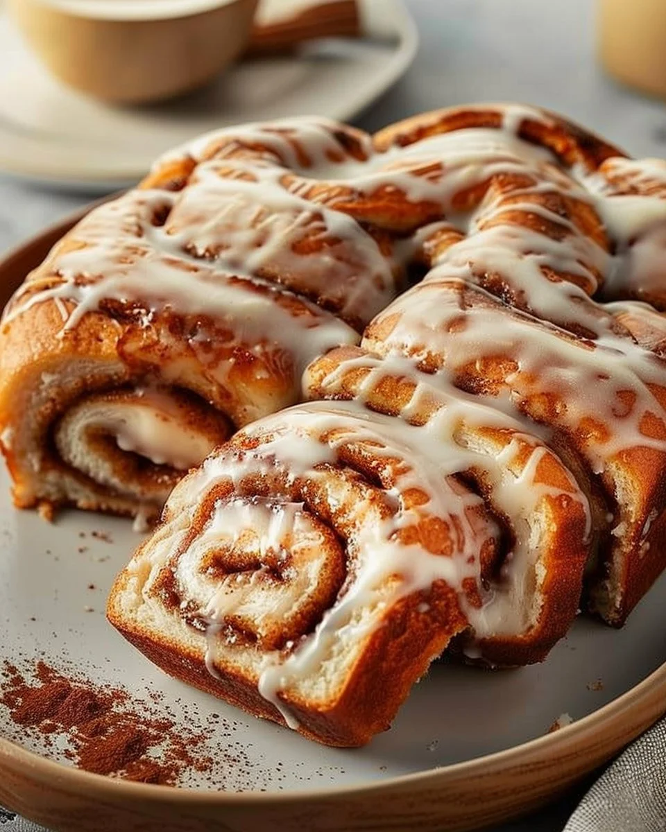 Cinnamon Roll Cottage Cheese Loaf baked and sliced for serving