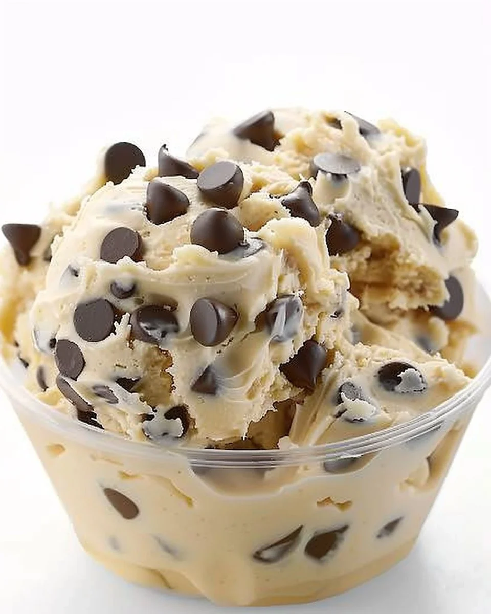 Creamy Greek yogurt cookie dough topped with chocolate chips