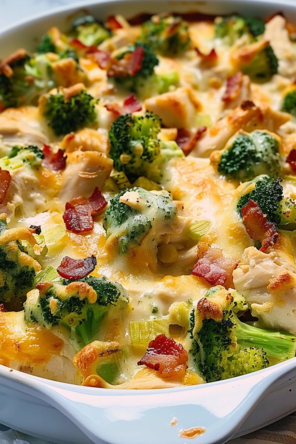 Creamy Low Carb Chicken Casserole with Broccoli and Bacon