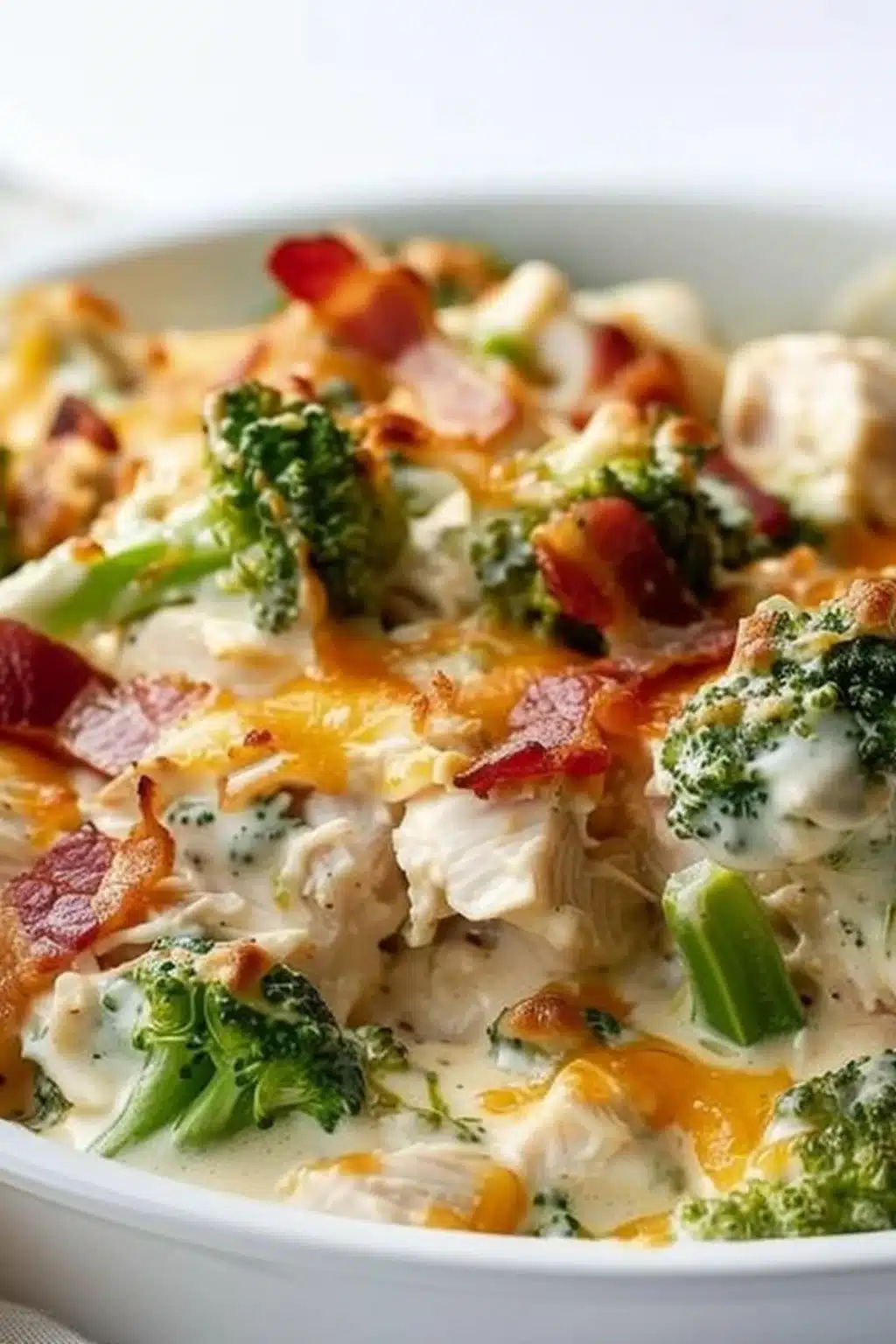 Creamy Low Carb Chicken Casserole with Broccoli and Bacon