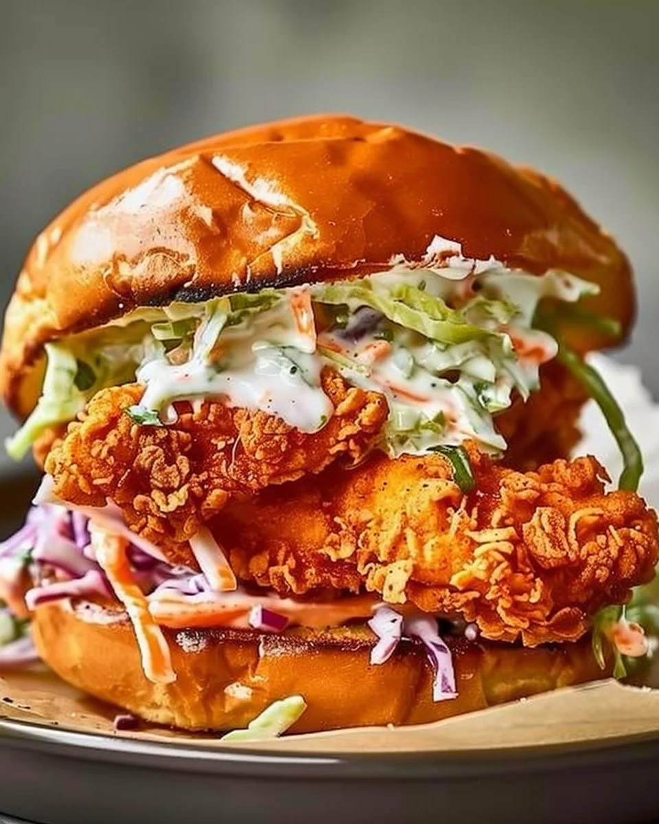 Crispy Buffalo Chicken Sandwich with Ranch Slaw