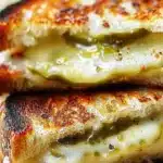 Crispy Dill Pickle Grilled Cheese Sandwich grilled to perfection.
