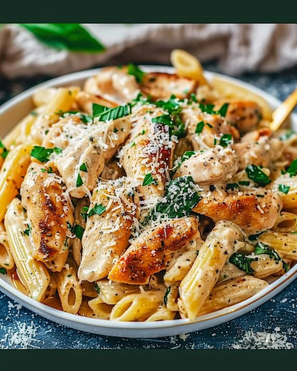 Healthy Garlic Parmesan Chicken Pasta