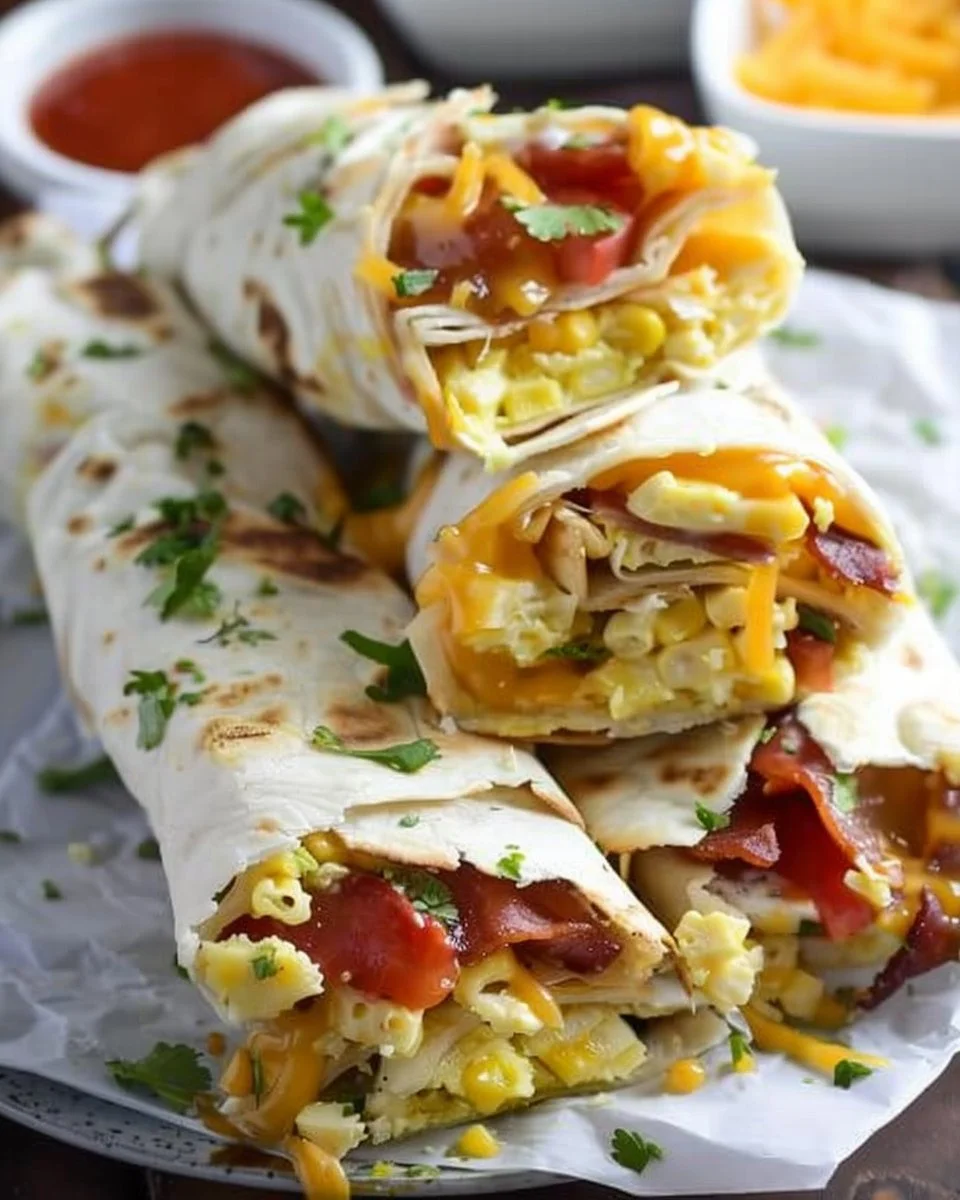 Healthy low carb breakfast burritos filled with fresh ingredients
