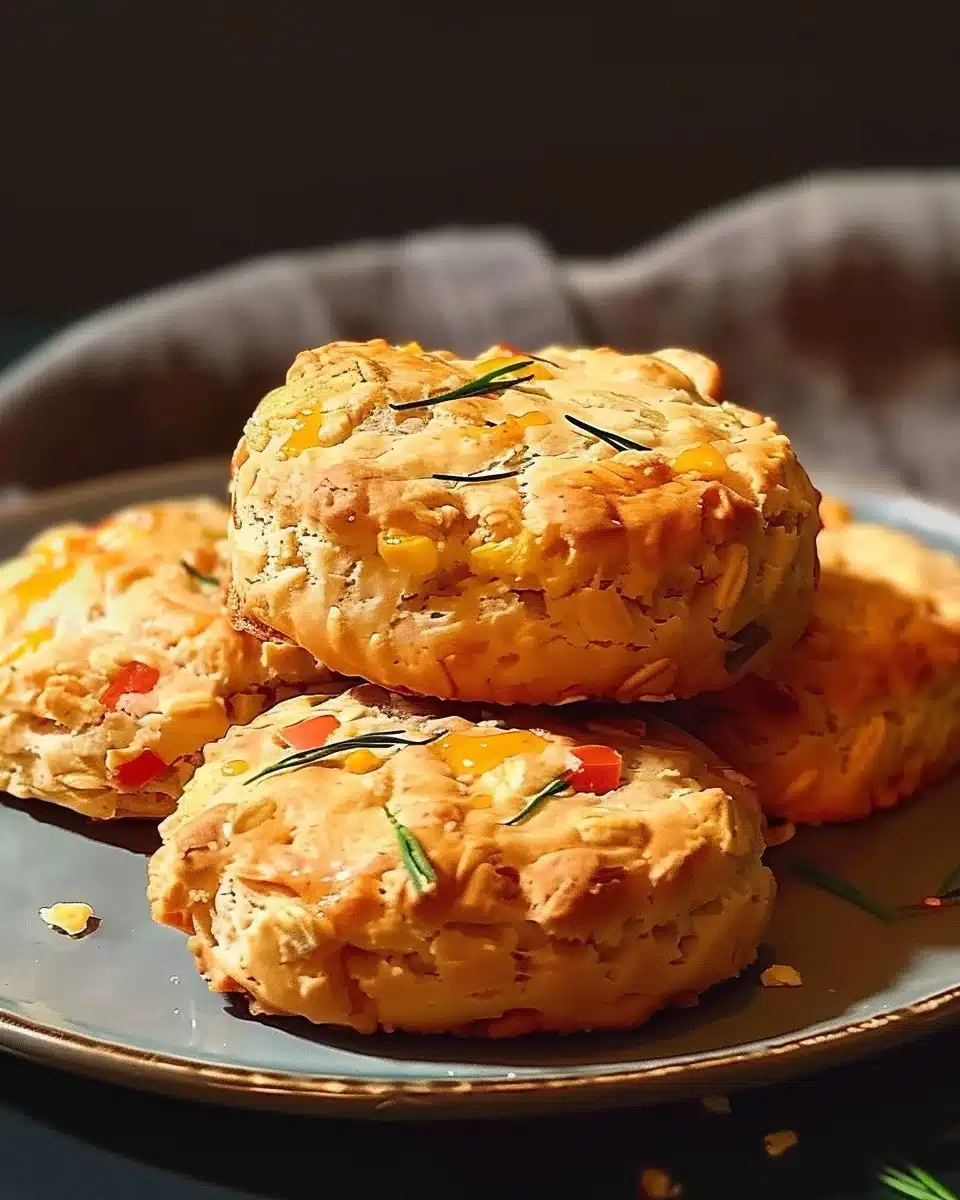 High-protein breakfast biscuits stacked for a healthy start to the day.