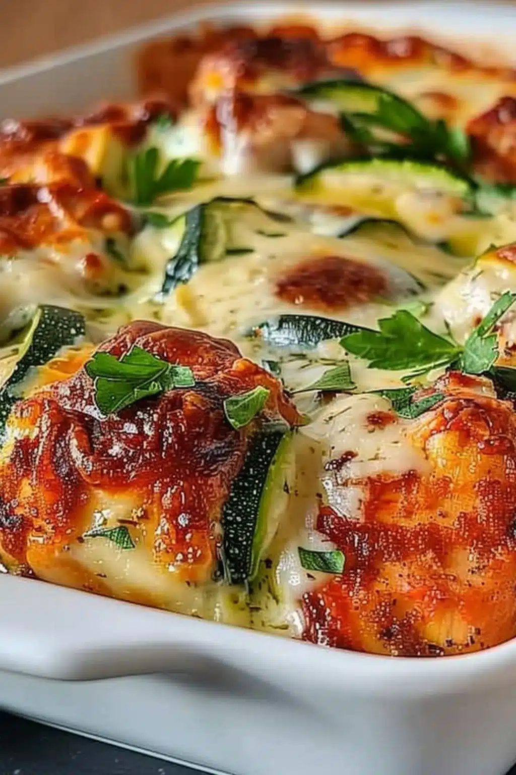 High Protein Chicken Zucchini Bake