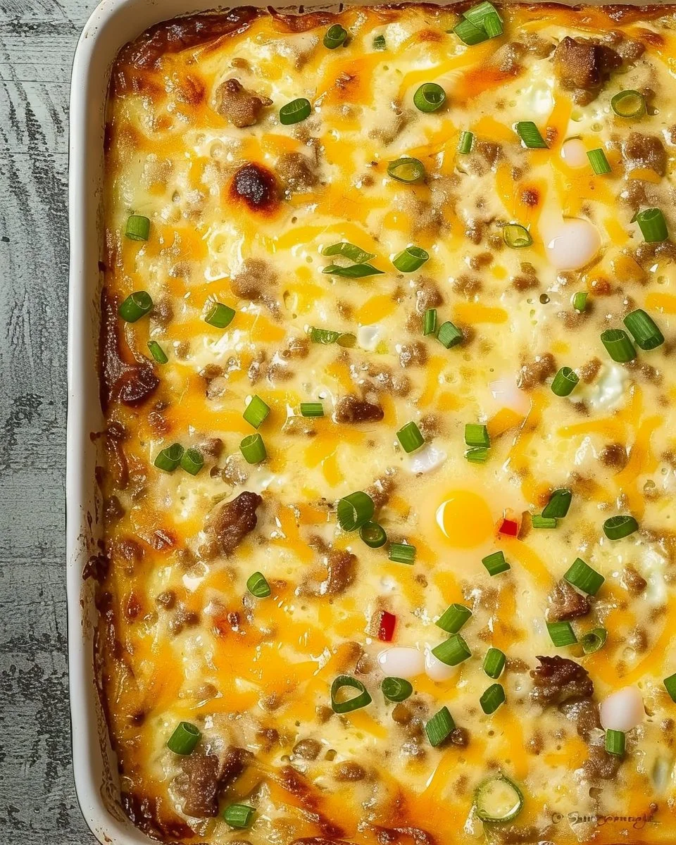 High protein egg casserole with vegetables and cheese baked in a casserole dish