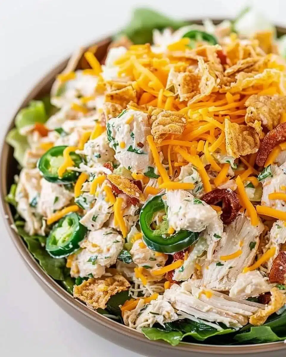 Delicious Jalapeño Popper Chicken Salad served in a bowl