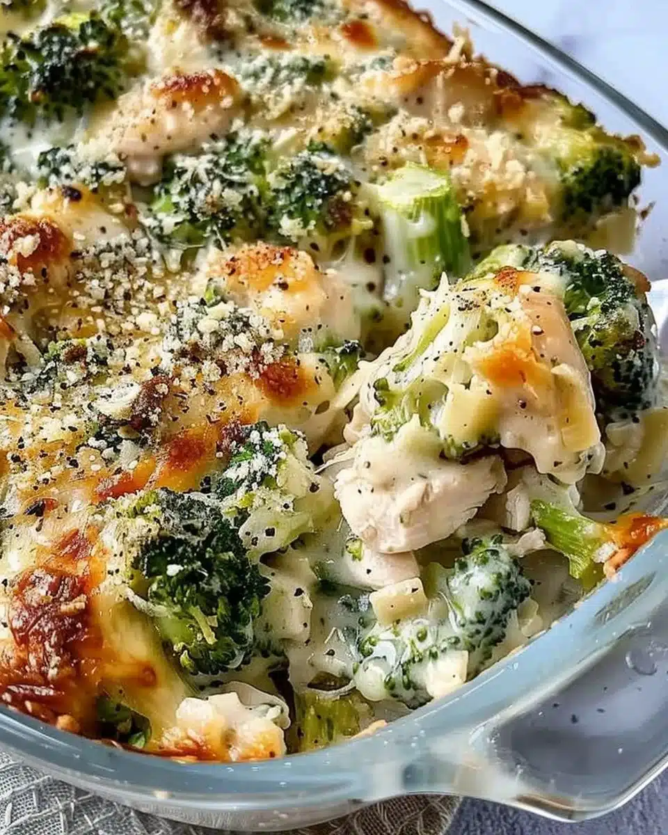 Keto Chicken Alfredo Broccoli Bake