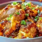 Delicious Keto Crack Chicken served in a bowl, garnished with herbs.