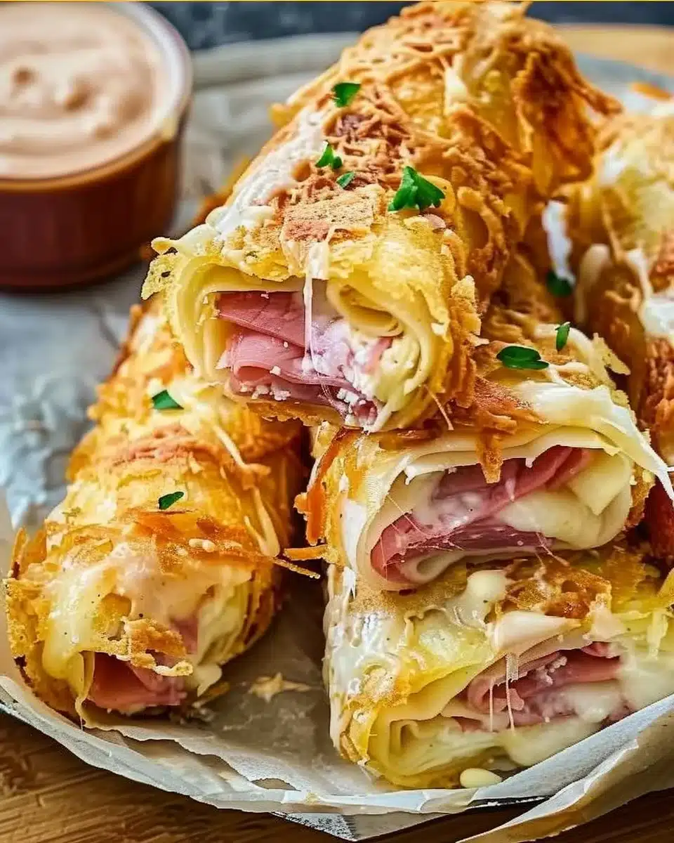 Keto Crispy Reuben Roll-Ups served on a plate with garnishes
