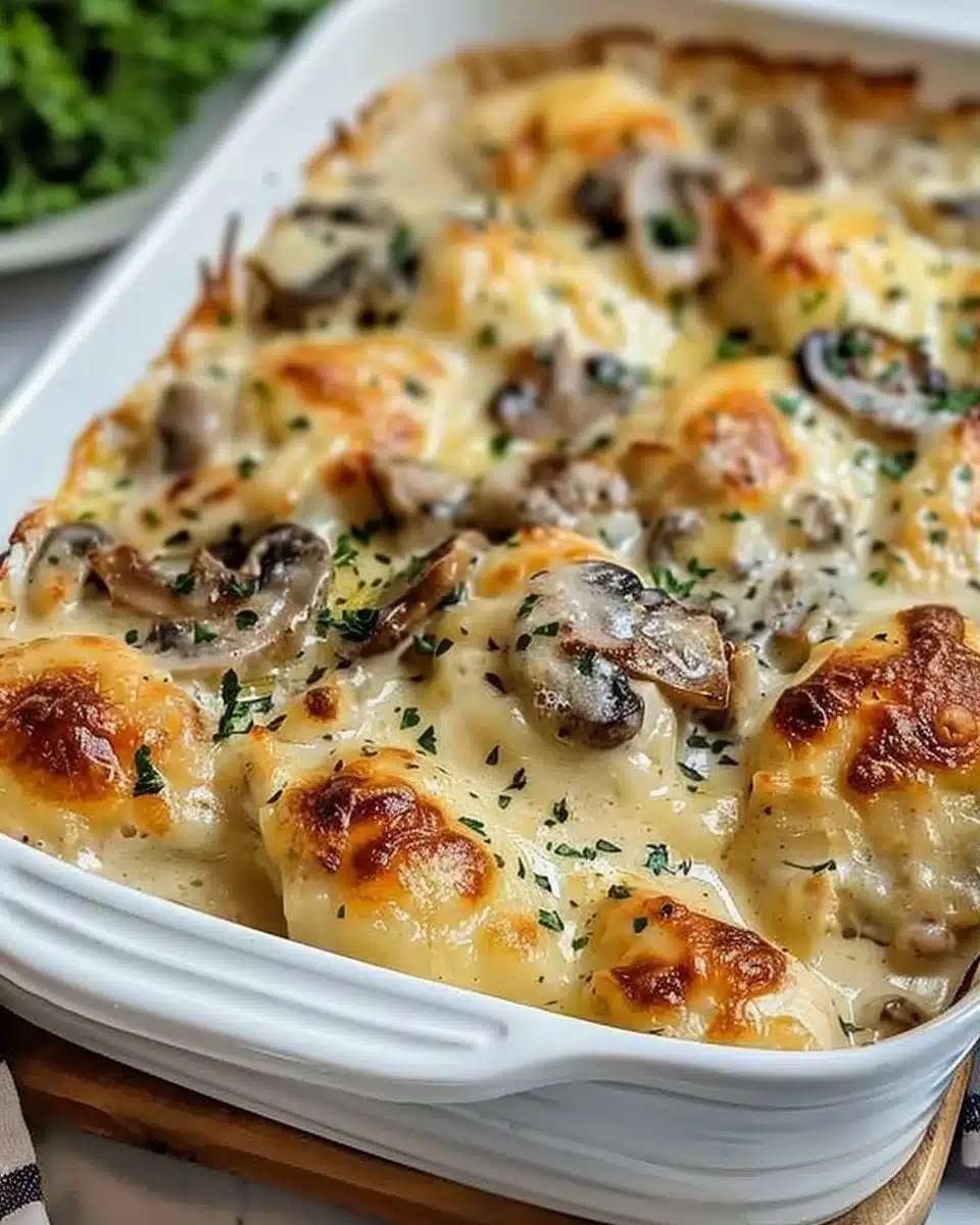 Keto Garlic Mushroom Chicken Casserole