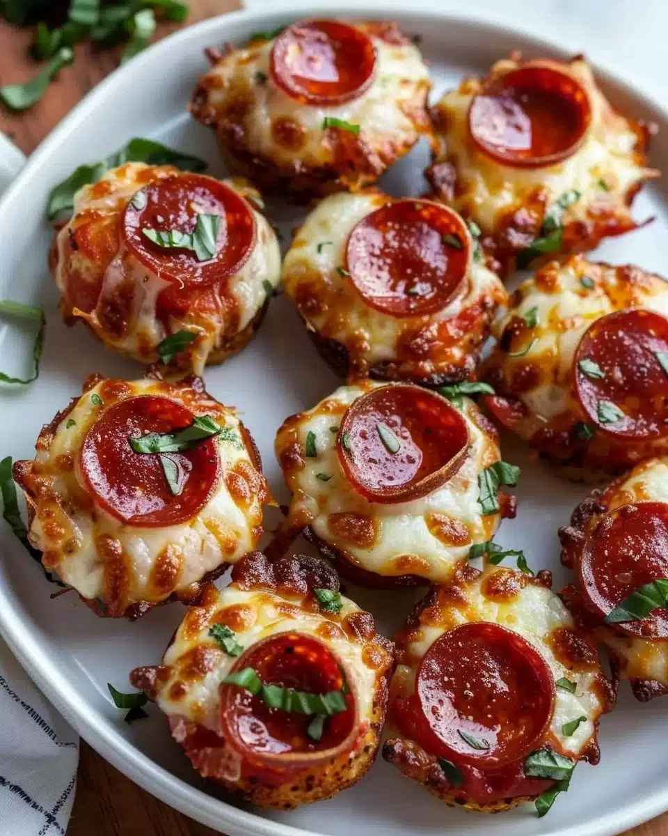 Keto Pepperoni Pizza Bites served on a plate