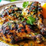 Delicious Key West grilled chicken served with fresh vegetables and herbs