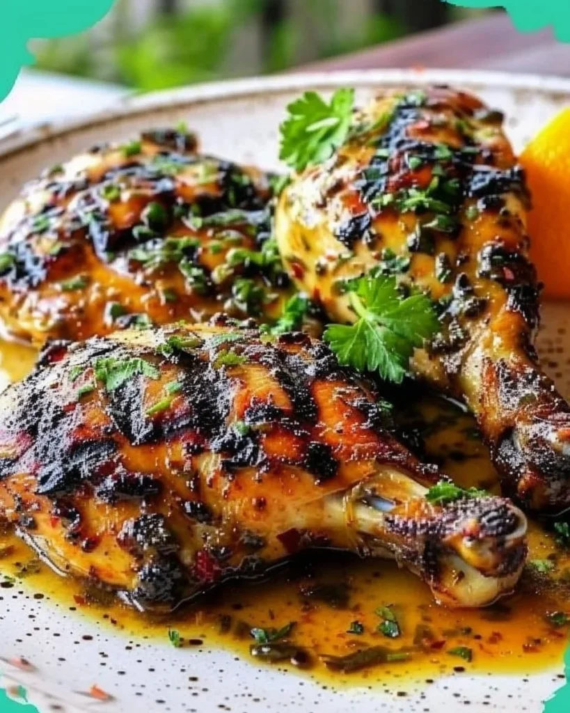 Delicious Key West grilled chicken served with fresh vegetables and herbs