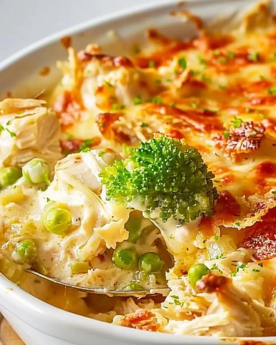 Low carb chicken casserole topped with cheese and herbs, perfect for nutritious meals.