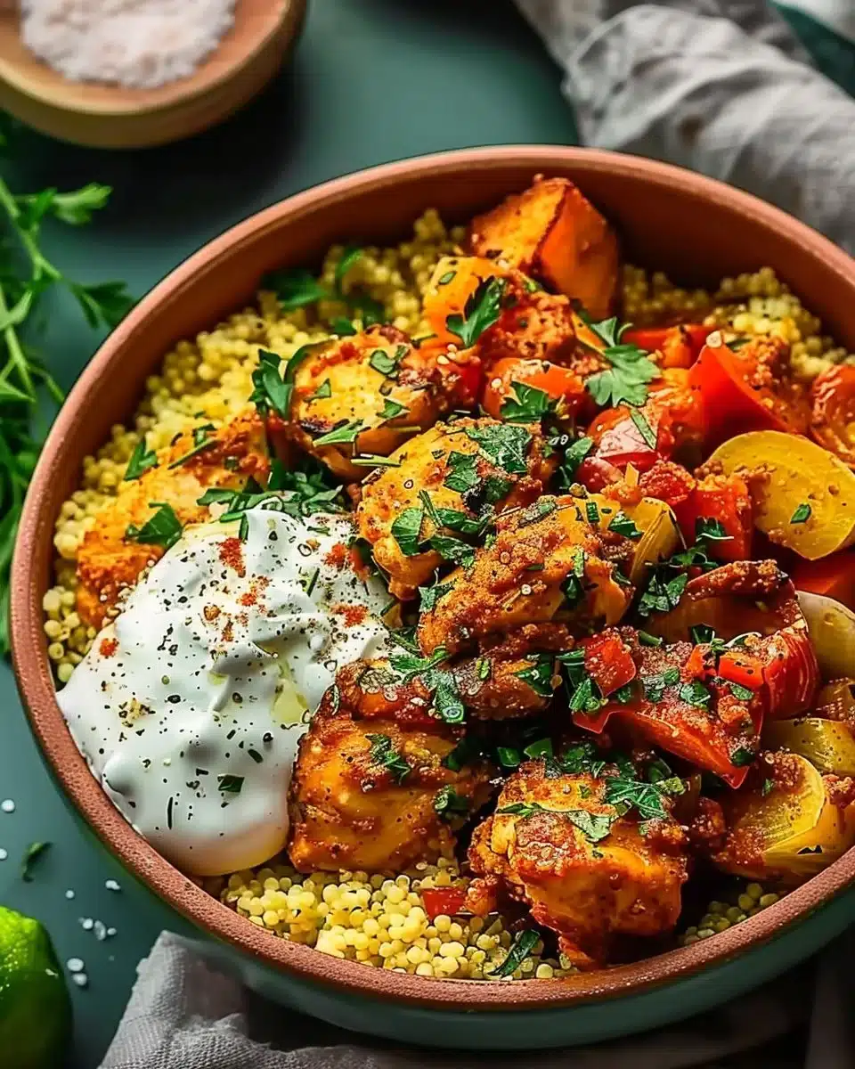 Moroccan Mediterranean Chicken Couscous Bowl